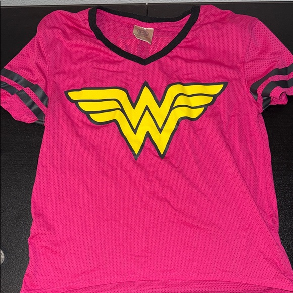 DC Comics Tops - DC Comics Hot Pink Short Sleeve Tee with Yellow Wonder Woman Emblem